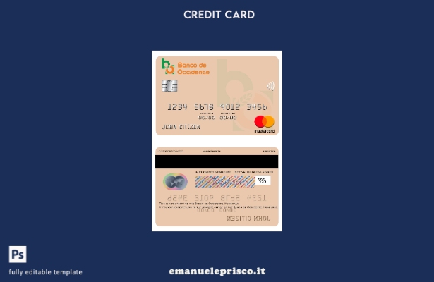 modello mastercard Honduras Banco de Occidente stile verificato
